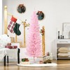HOMCOM 6 FT Artificial Christmas Pencil Tree Holiday Xmas Tree Home Indoor Decoration, Pink - 2 of 4