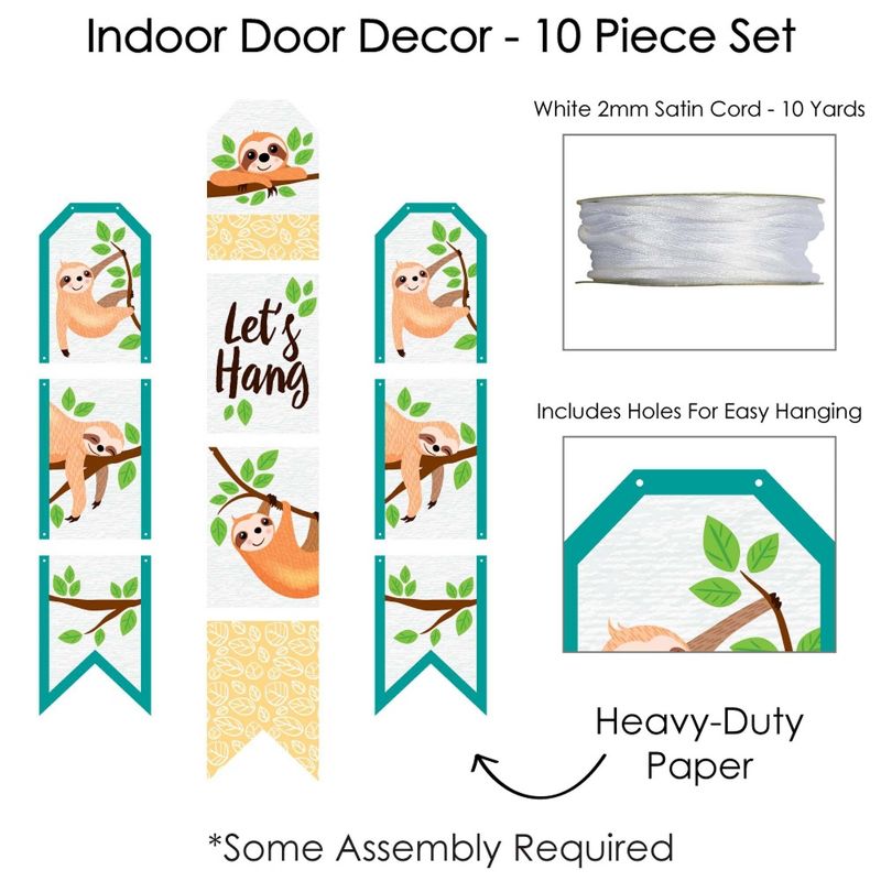 Big Dot of Happiness Let's Hang - Sloth - Hanging Vertical Paper Door Banners - Baby Shower or Birthday Party Wall Decoration Kit - Indoor Door Decor, 5 of 8