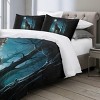 Boersma Moon Wolf Bedding Green Watercolor Forest Wolf Landscape Duvet Cover Sets 3 Pieces Wild Animal Bedding Set (Twin) - 3 of 4