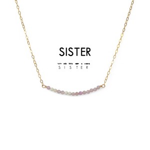 ETHIC GOODS Women's Dainty Stone Morse Code Necklace [SISTER] - 1 of 4