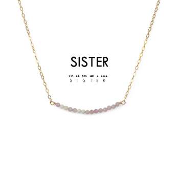 ETHIC GOODS Women's Dainty Stone Morse Code Necklace [SISTER]