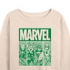 Women's - Marvel - St. Patrick's Day Green Grid Lightweight French Terry Wide Neck Long Sleeve Shirt - 2 of 4