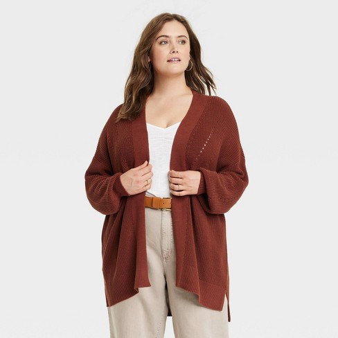 Women's Open-front Cardigan - Universal Thread™ Brown 2x : Target