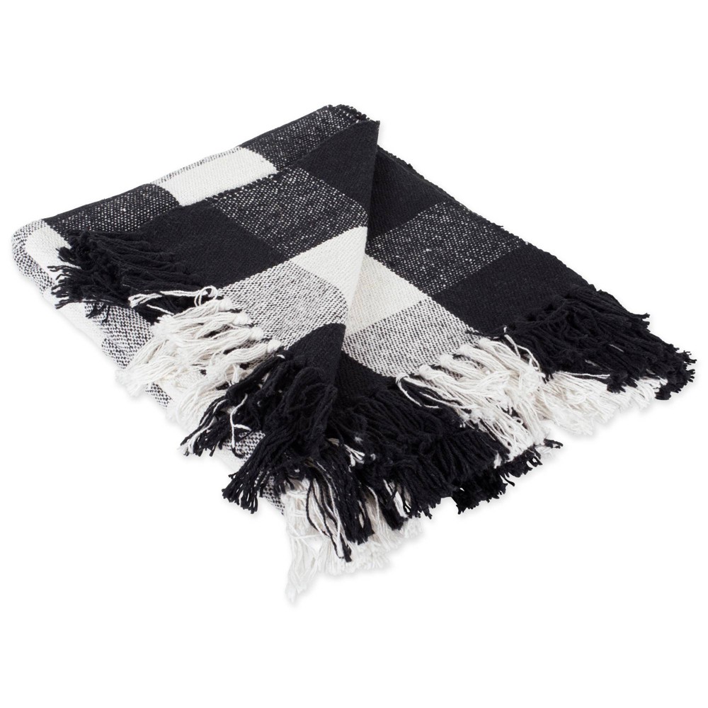 Photos - Duvet 50"x60" Buffalo Check Throw Blanket Black/White - Design Imports