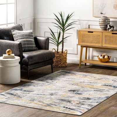 Abstract Multicolor Machine Washable Indoor Area Rug