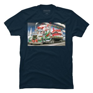 Men's Design By Humans Truck Driver Christmas Shirt Seasons Greetings By Galvanized T-Shirt - 1 of 4