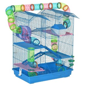 Resenkos Pet Mouse Cage, Hedgehog Cage,5 Tier Hamster Cage with Tubes and Tunnels, Rat Gerbil Cage with Water Bottle, Blue Sky Blue - 1 of 4