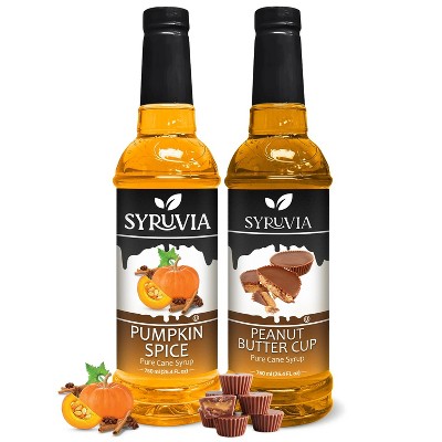 Syruvia Variety Pack - Pumpkin Spice & Peanut Butter Cup Syrup 25.4 Fl oz (2-Pack)