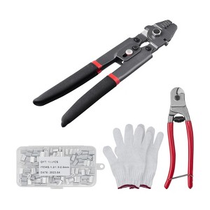 VEVOR Wire Rope Crimping Tool and Cutter Up To 2.2mm Wire Cable Crimps, 1/64" - 3/32" Crimping Loop Sleeve Kit and 160pcs Aluminum Buckles - 1 of 4