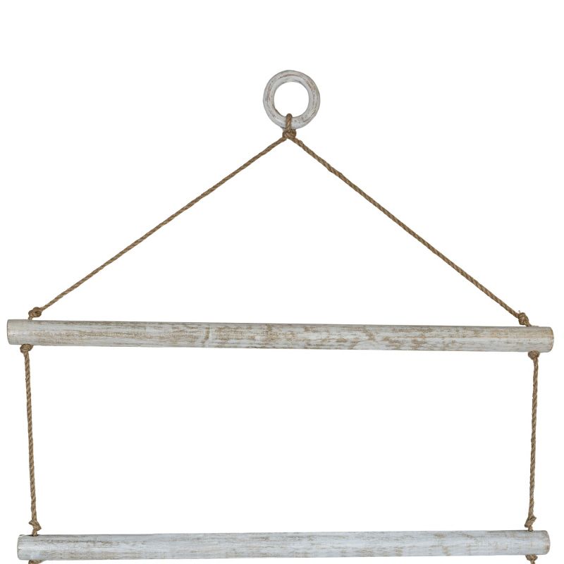 Hanging Blanket Ladder White Wood & Jute by Foreside Home & Garden, 3 of 6