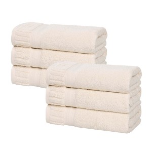 Ribbed Textured Border Zero Twist Cotton Medium Weight Towel Set by Blue Nile Mills - 1 of 4