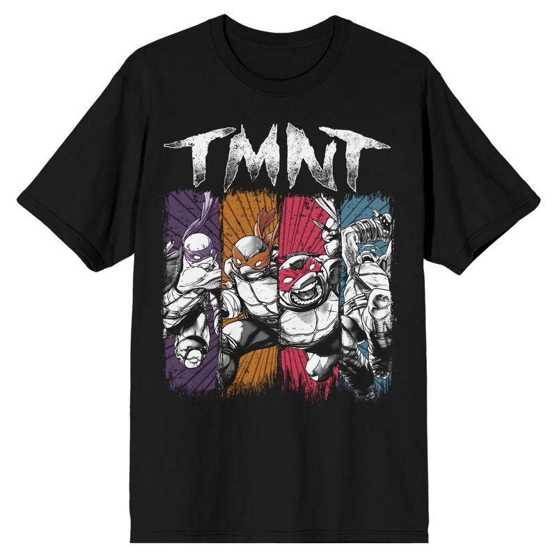 TMNT Classic Retro Paint Strokes Crew Neck Short Sleeve Black Men's T-shirt, 1 of 4