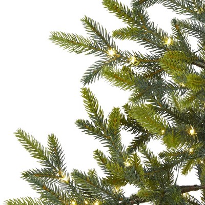 4ft Green Fir Artificial Christmas Tree with LED Lights and Burlap Base