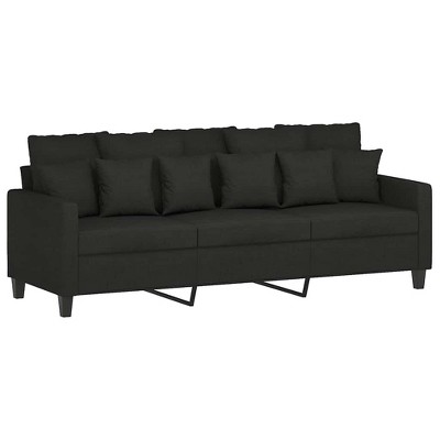 vidaXL 3-Seater Sofa - Fabric, Metal, Textilene, Modern Design Comfortable Seating, for Living Room or Lounge, Black