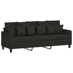 vidaXL 3-Seater Sofa - Fabric, Metal, Textilene, Modern Design Comfortable Seating, for Living Room or Lounge, Black - 1 of 4
