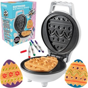 Mini Easter Egg Waffle Maker- Make Breakfast Special w Cute Waffler Iron- Ready to Decorate Set Includes 4 Edible Food Markers w Recipe Guide - 1 of 3