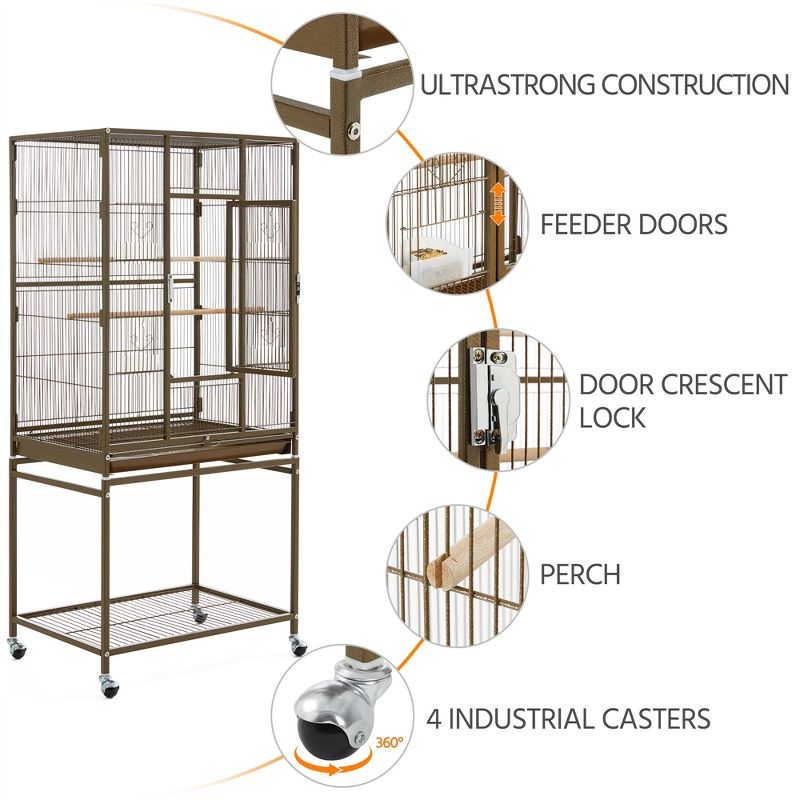 Yaheetech 54"H Mobile Large Bird Cage Parrot Cage for Small Animal, 5 of 9