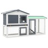 Rabbit Hutch White and Grey Solid Fir Wood Large Rabbit HutchvidaXL - 2 of 4