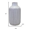 HomeRoots 10" Off White Terracotta Striped Cylinder Table Vase - 3 of 4