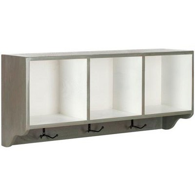 Ash Grey and White Transitional Wooden Wall Shelf with Storage