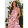 Amaryllis Women’s Floral Print Lace Trim Maxi Smocked Back Adjustable Tie Straps Sleeveless Tiered Hem Dress - 2 of 4