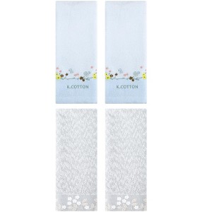 REGALWOVEN 4 Pcs 100% Cotton Floral Embroidered Soft Absorbent Decorative Hand Towel - 1 of 4