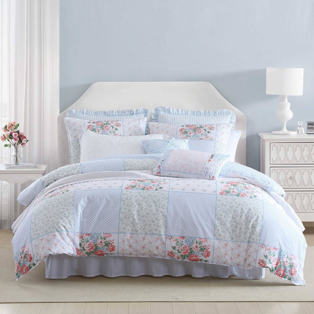 Photos - Bed Linen Laura Ashley 7pc Full/Queen Hope Patchwork Comforter Set Pink: Includes Shams & Decorative Pillows