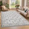 Machine Washable Area Rug Floral Printed Carpet Non Slip Stain Resistant Farmhouse Floor Cover Soft Low Pile Indoor Rugs for Bedroom Kitchen - 3 of 4