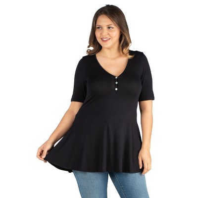 24seven Comfort Apparel Womens Plus Size Elbow Sleeve Tunic : Target