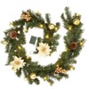 Christmas Garland for Mantle, 6Ft Battery Operated Prelit Garland Christmas Decorations, Poinsettias Flowers & Ball Ornaments - 3 of 4