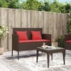 vidaXL Patio Bench with Cushions Brown Poly Rattan - 3 of 4