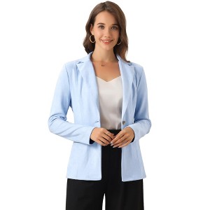 INSPIRE CHIC Women's Lapel Collar Long Sleeve Faux Suede Work Office Blazer - 1 of 4