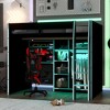 Full Size Wood Gaming Loft Bed with Desk, Open Wardrobe, Storage Compartments & RGB Lights - ModernLuxe - 2 of 4