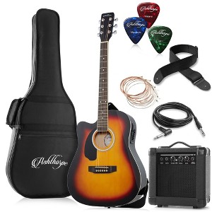 Ashthorpe Left Handed Cutaway Dreadnought Acoustic Electric Guitar with 10-Watt Amp, Gig Bag, and Accessories - 1 of 4