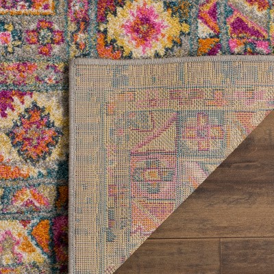 Reversible Light Grey and Fuchsia Synthetic Area Rug, 3' x 5'