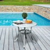 VisioGear Patio Round End Table, Patio Side Table with Umbrella Hole, Patio Bar Table for Indoor Garden Porch Balcony, White, 23.6"*23.6"*20.7" - 4 of 4