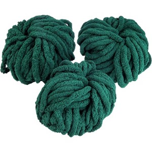 iDIY Chunky Yarn 3 Pack (24 Yards Each Skein) - Dark Green - Fluffy Chenille Yarn Perfect for DIY Crafts and Projects - Great Gift for Crafters - 1 of 3