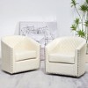 KINWELL 29" Wide Tufted PU Leather Swivel Barrel Chair (Set of 2) - 2 of 4