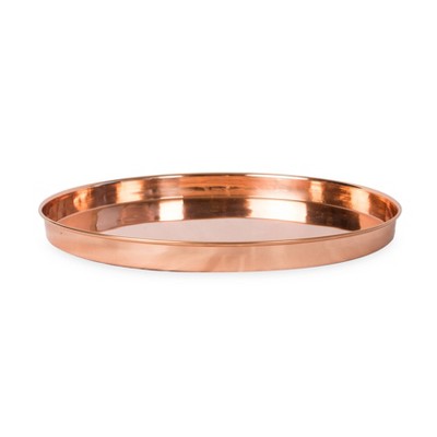 15" Round Copper-Plated Stainless Steel Decorative Tray