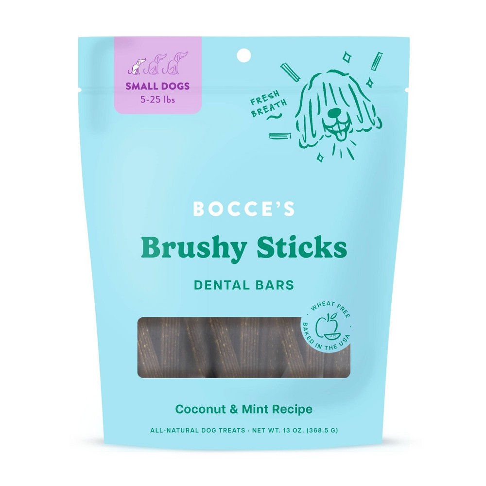 Photos - Dog Food Bocce's Bakery Peppermint Flavor Brushy Stick Dog Treats - S - 13oz