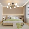 POWLIG 6-Light Vintage Black and Gold Sputnik Chandelier with Glass Shade for Living Room, Kitchen, Bedroom, Dining Room, Farmhouse - 4 of 4