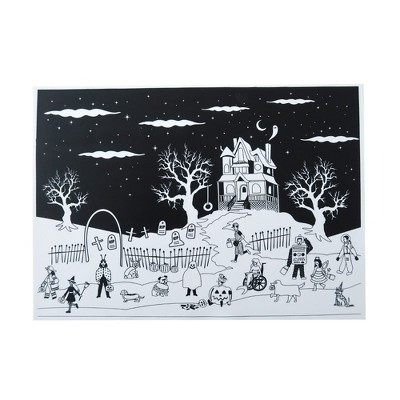 Daydream Society - Trick or Treat Street Haunted House Halloween Reusable Silicone Coloring Mat - Pack of 1