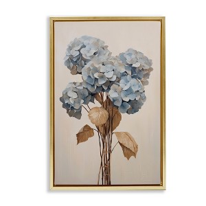 Stupell Industries Vintage Blue Hydrangea Floating Frame Canvas Art, Gold, 21" x 31" - 1 of 4