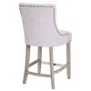 WestinTrends 24" Linen Tufted Buttons Upholstered Wingback Counter Stool (Set of 3) - 4 of 4