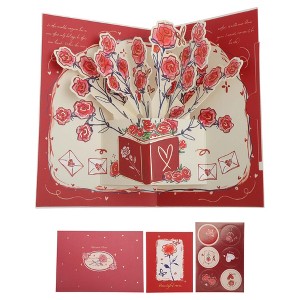 Unique Bargains Floral 3D Greeting Cards with Envelope and Message Note 1 Set - 1 of 4