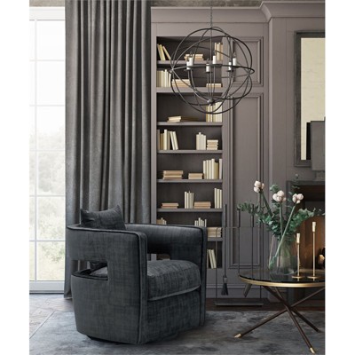 30'' Contemporary Black Velvet Swivel Accent Chair