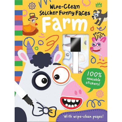Wipe-Clean Sticker Funny Faces Farm - by  Rob Abbott (Hardcover)