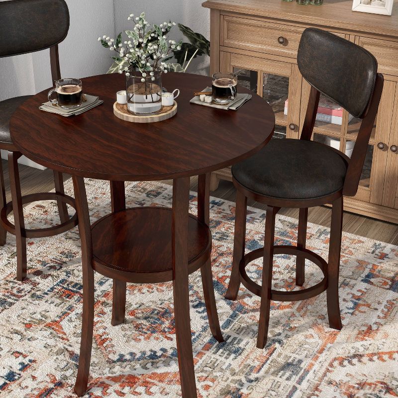 3pc Singhe Transitional Counter Height Dining Set Brown/Espresso Cherry - HOMES: Inside + Out, 5 of 14