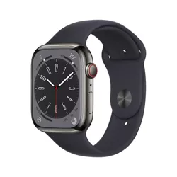 Apple Watch Series 8 GPS + Cellular 45mm Graphite Stainless Steel Case with Midnight Sport Band - M/L