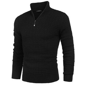 COOFANDY Men's Quarter Zip Sweaters Slim Fit Lightweight Cotton Knitted Casual Mock Neck Pullover Sweaters - 1 of 4